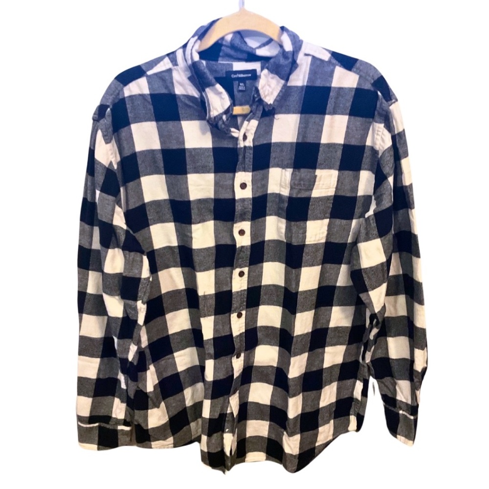 Croft & Barrow Black/White Checkered Flannel Shirt